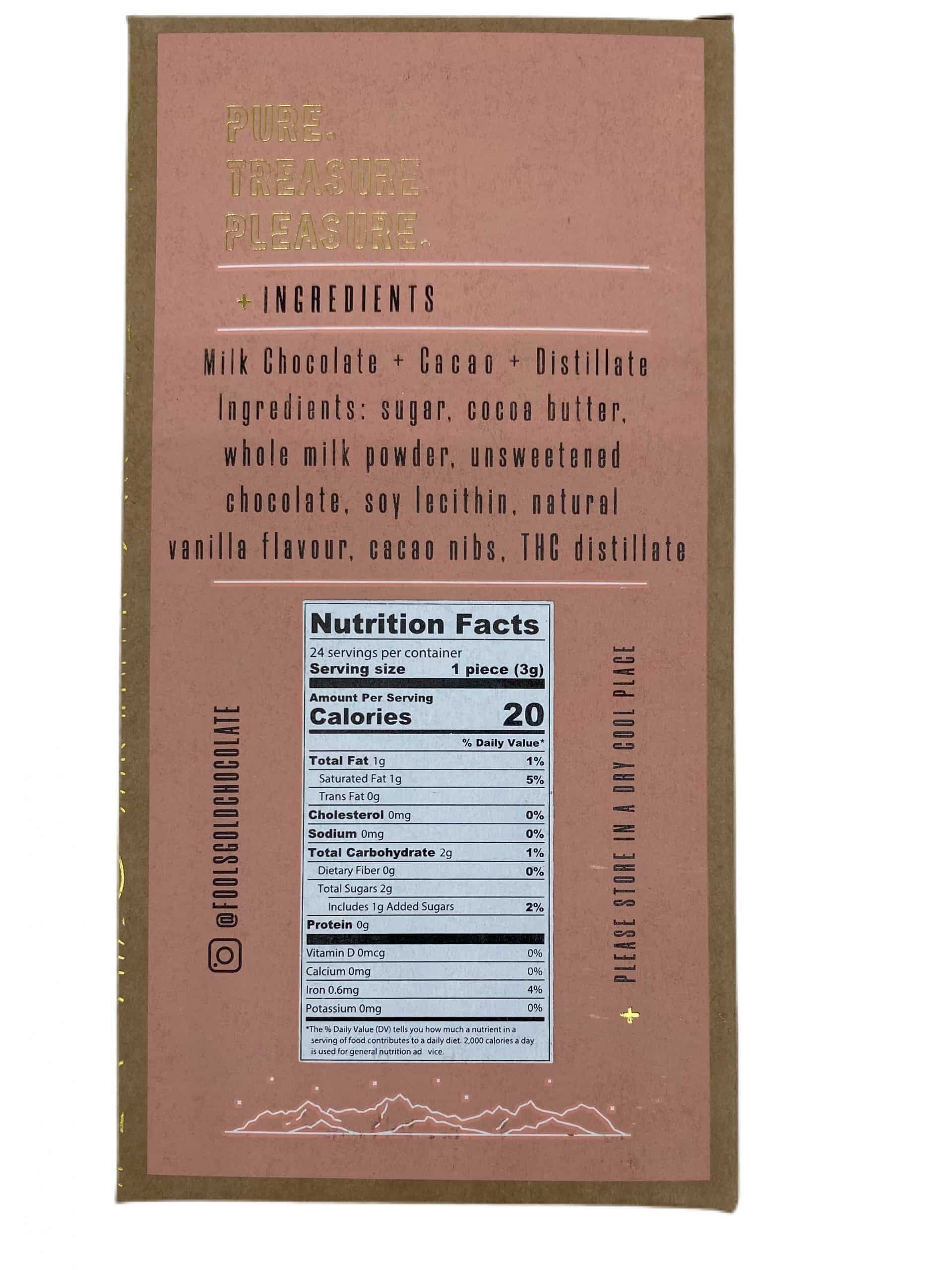 Fools Gold (480mg) Milk Chocolate Edibles anxiety Fools Gold (480mg) Milk Chocolate Edibles anxiety