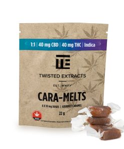 Twisted Extracts – 1:1 Indica Cara-Melts (40mg THC + 40mg CBD) Edibles anti-anxiety