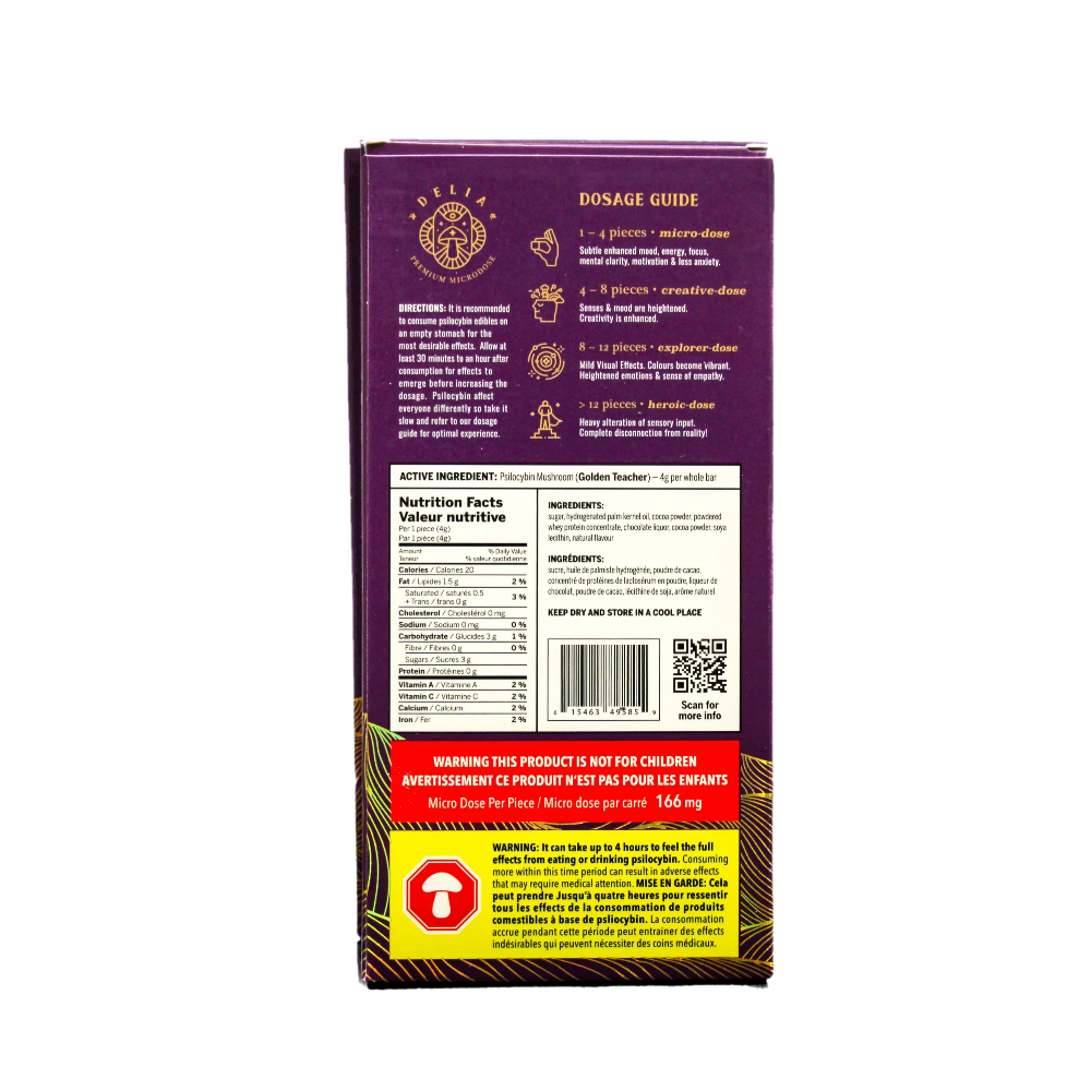 Delia – Psilocybin Mushroom Chocolate (4000mg) Edibles Dark Chocolate Delia – Psilocybin Mushroom Chocolate (4000mg) Edibles Dark Chocolate